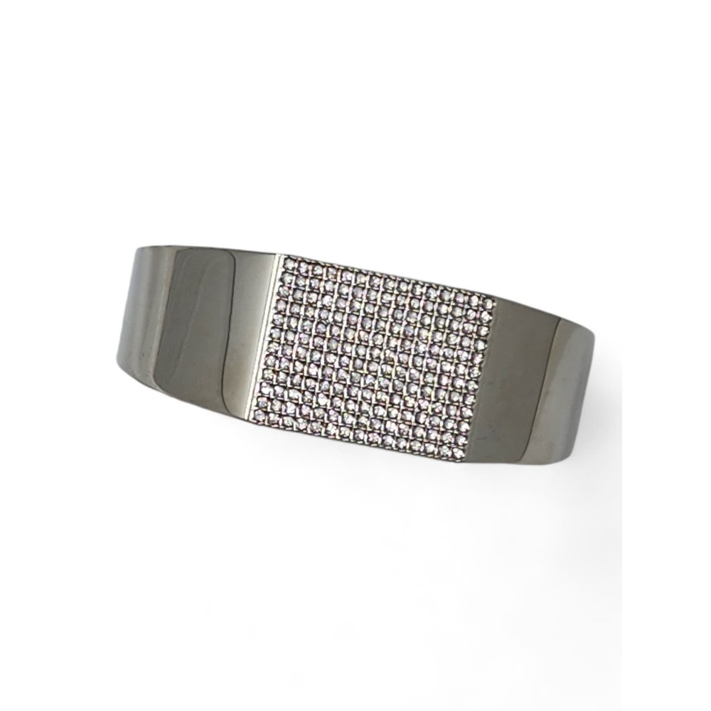 Lia Sophia Dynasty Cuff Bracelet - Magnetic Closure - Silver Tone & Cut Crystals